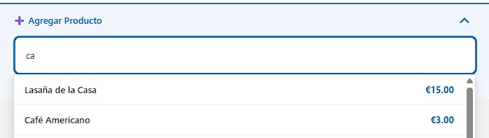 Buscador de productos para agregar desde caja